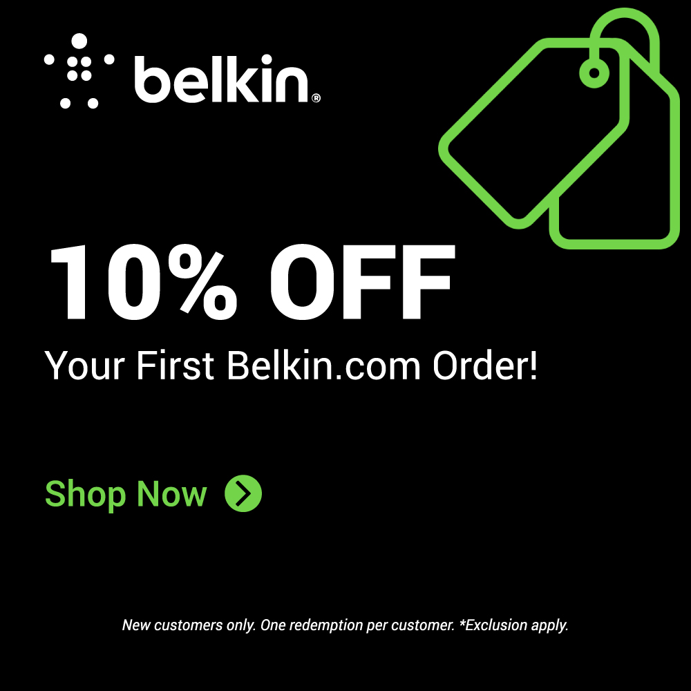 Belkin - 10% OFF
Your First Belkin.com Order!
Shop Now
New customers only. One redemption per customer. *Exclusion apply.