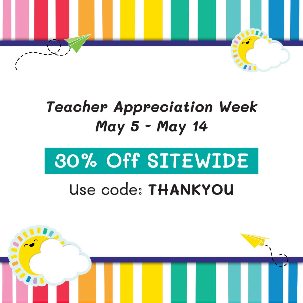 Carson Dellosa Education - Teacher Appreciation Week<br>May 5 - May 14<br>30% Off SITEWIDE<br>Use code: THANKYOU