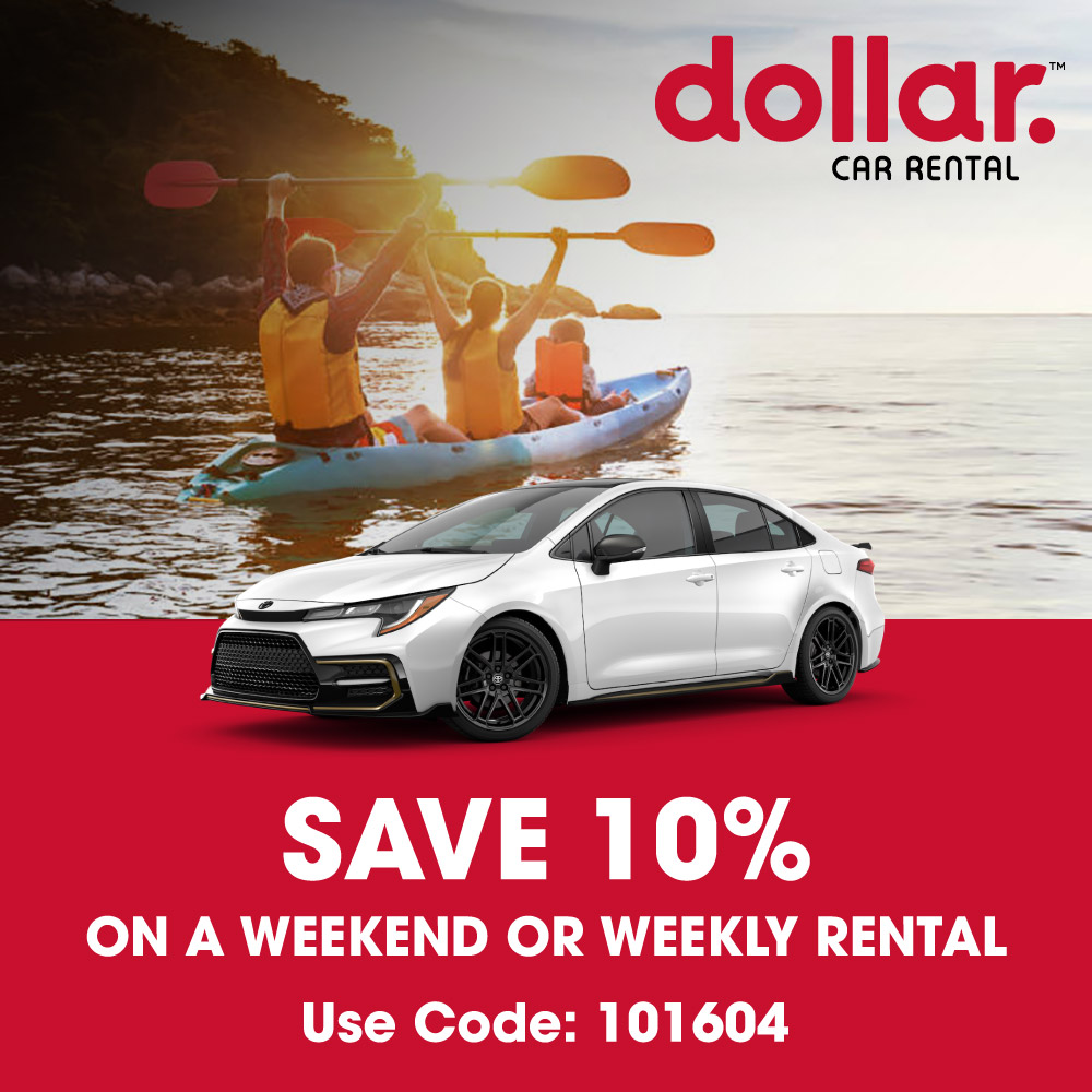 Dollar Rent-a-Car - SAVE 10%<br>ON A WEEKEND OR WEEKLY RENTAL<br>Use Code: 101604