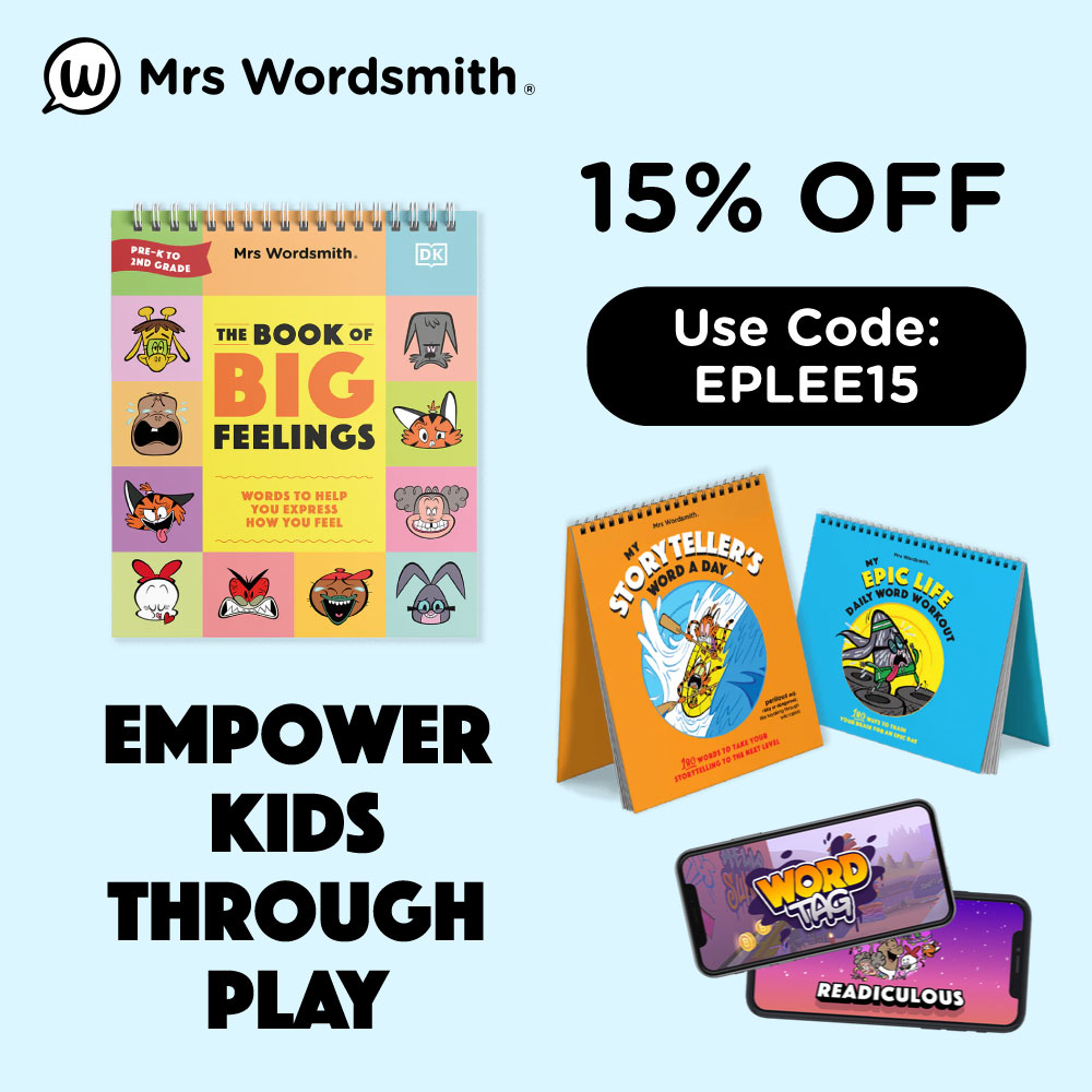Mrs Wordsmith - 15% OFF Use Code:<br>EPLEE15<br>EMPOWER<br>KIDS<br>THROUGH<br>PLAY